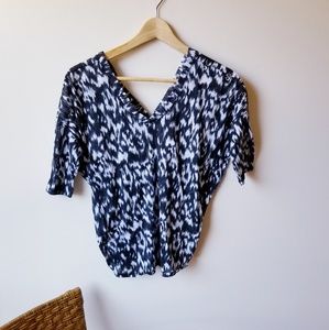 Express Patterned V Neck Dolman Top